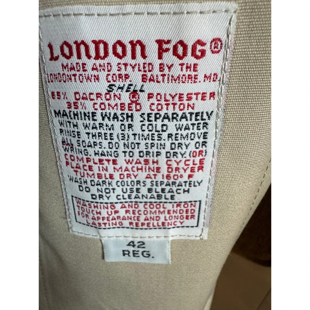 Vintage London Fog Maincoats Tan Trench Coat‎ Faux Fur Liner Mens 42 Reg Beige - Picture 3 of 10